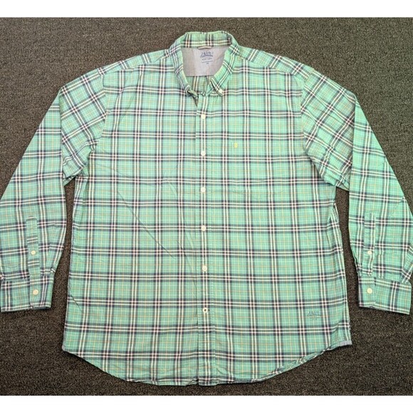 IZOD Saltwater Shirt Men XL Blue Plaid Button Down Preppy Relaxed Classic - Picture 2 of 7